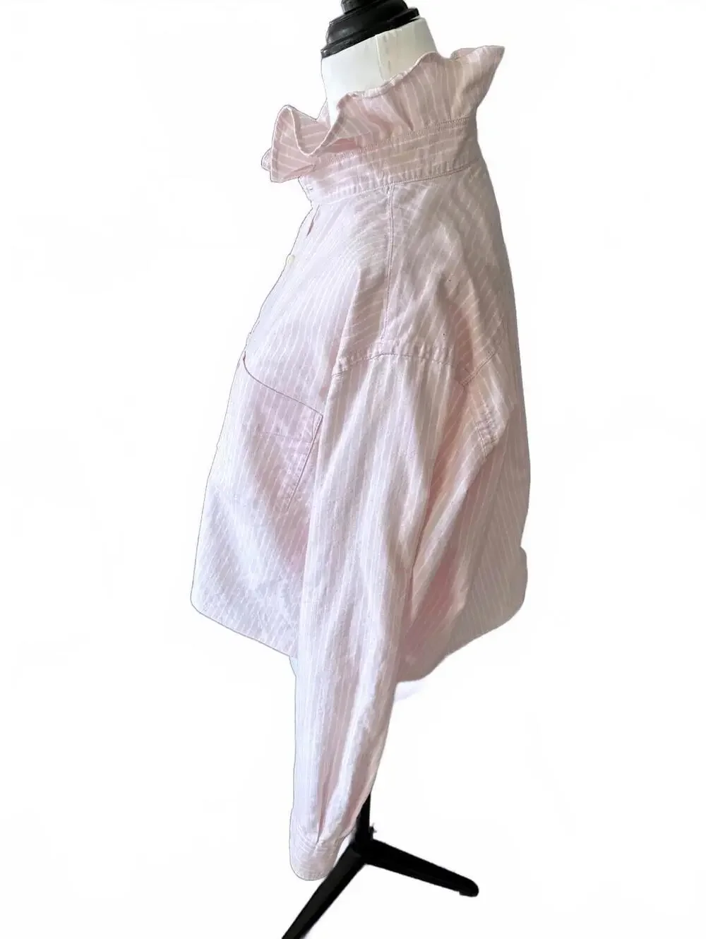 Tommy Hilfiger Pink Striped Ruffle Collar Button-Up Shirt - Picture 3 of 10